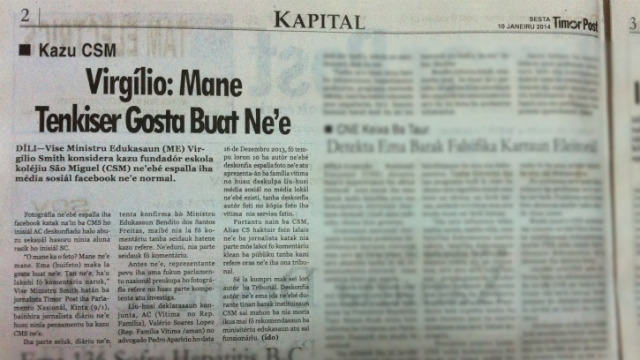 Scanned copy of the East Timor newspaper, Kapital. Translation of the article can be found at the bottom of the story.