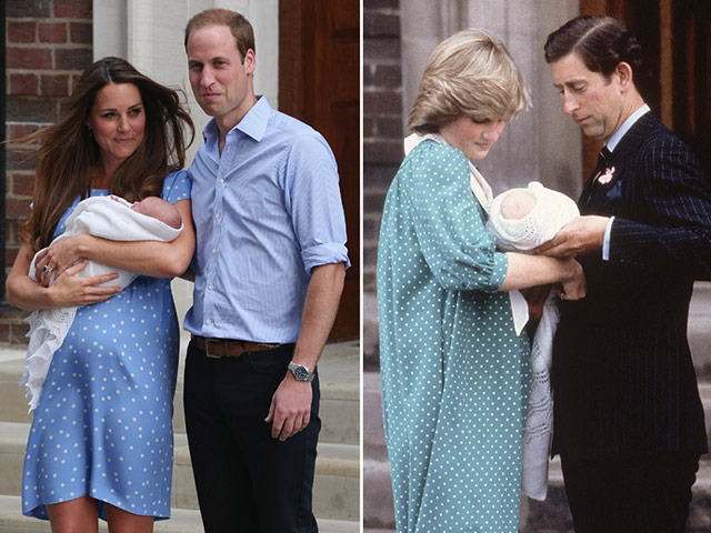 POLKA DOTS. Kate Middleton was wearing polka dots when the world first saw Prince George, just like Princess Diana when the world first caught a glimpse of Prince William. Photo from National Post