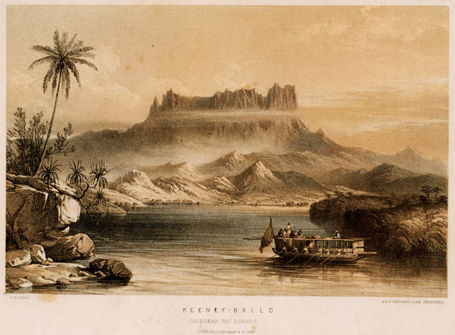 Oosokan Bay Borneo as depicted in this illustration from F. Marryat's Borneo and the East Indian Archipelago (1848)