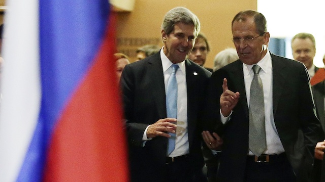 WALKING TOWARDS AGREEMENT? US Secretary of State John Kerry (L) and Russian Foreign Minister Sergey Lavrov leave at the end of their bilateral meeting during the 68th United Nations General Assembly at United Nations headquarters in New York, USA, 24 September 2013. EPA/Jason Szenes