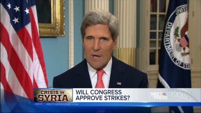 US Secretary of State John Kerry speaks during an interview on NBC's "Meet the Press" September 1, 2013. Courtesy NBC News