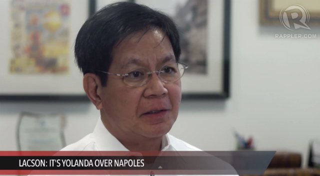 'STILL FOCUSED.' Rehabilitation Secretary Panfilo Lacson says he didn't lose focus from Yolanda because of the pork barrel scam. Screen grab from Rappler