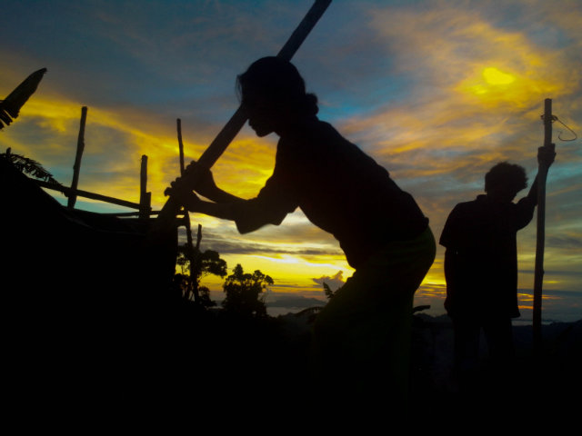 WORK NEVER STOPS. At the break of sunrise, Manobos start to their production work. Photo from Kalikasan PNE
