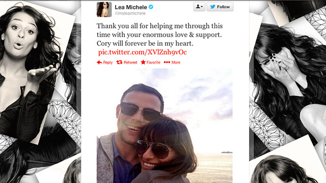 LEA SPEAKS. The actress thanks the public for their support. Screen grab from www.twitter.com/msleamichele