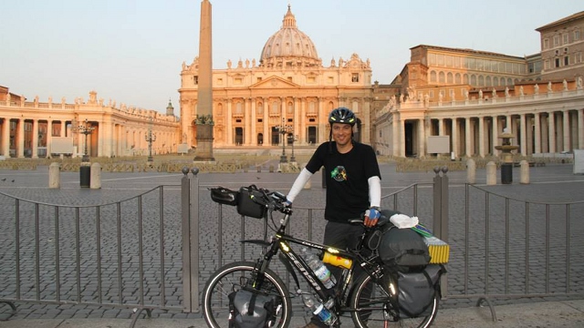 'LIFE IS CRAZY.' A biker from Brazil recounts his unexpected meeting with Pope Francis. Photo courtesy of Leandro Martins