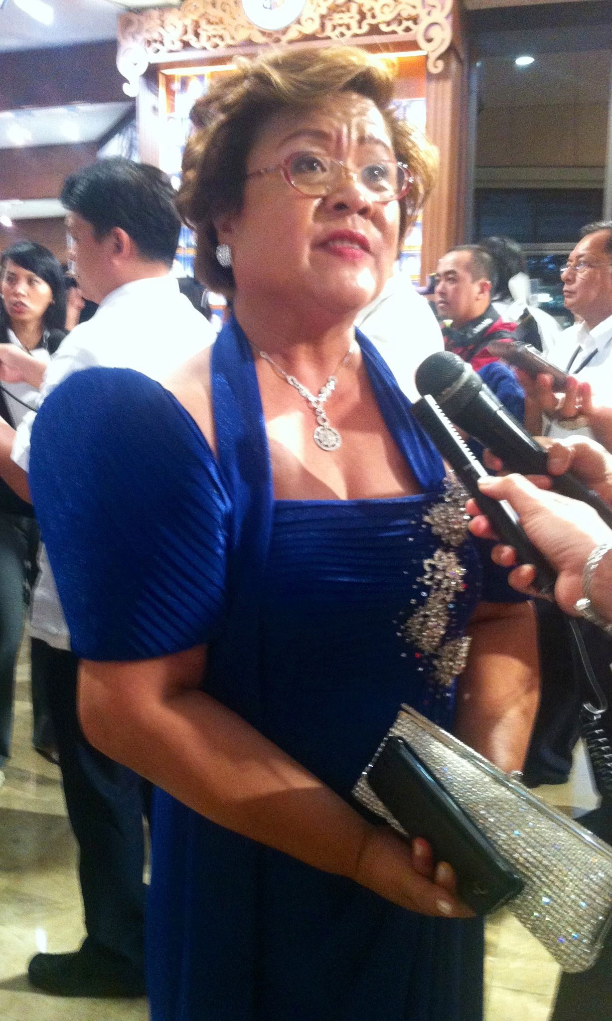 JUSTICE SEC. LEILA DE LIMA wore a tiered velvet Bayanihan number. The halter-neck-strap detail made the neckline more modern. Photo by Voltaire Tupaz