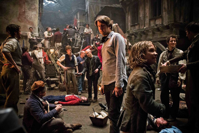 TRAILBLAZER. Director Tom Hooper on the set of 'Les Miserables.' Photo from the 'Les Miserables' Facebook page