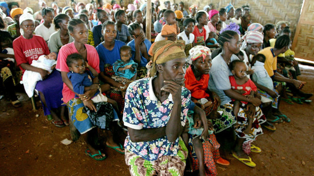 VIOLENCE. Liberian women in a makeshift counseling center wait to talk with counselors about sexual abuse. Many women have been raped and gang raped by militia during fighting. File photo by Nic Bothma/EPA