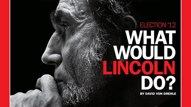 BELOVED HONEST ABE. Daniel Day-Lewis as Abraham Lincoln on the cover of a TIME Magazine issue that was released before the US Presidential Elections in 2012. Photo from the official 'Lincoln' Facebook page