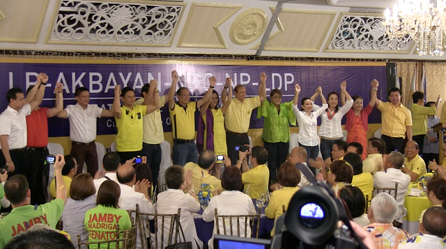 ONE TEAM. President Benigno Aquino III endorses his senatorial slate, Team PNoy. Photo by Rappler