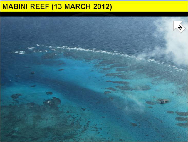 BEFORE RECLAMATION. This is Mabini (Johnson) Reef in the West Philippine Sea before China began to build its suspected airstrip. Photo courtesy of DFA