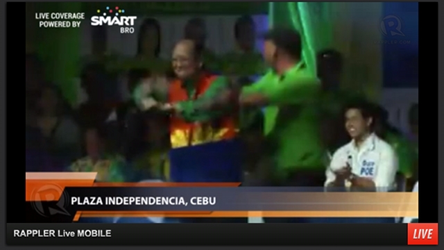 NO STOPPING HIM. Former Sen Ernesto Maceda dances to "Gangnam Style" in the UNA proclamation in Cebu City. He also performs the dance in other sorties and rallies. 