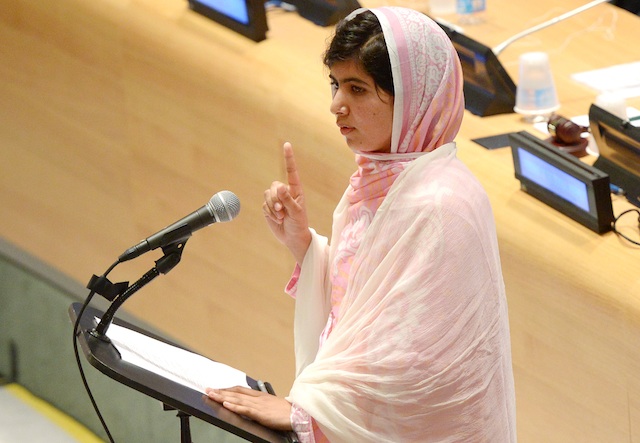 EDUCATION ADVOCATE. Malala Yousafzai, the 16-year-old who was shot by the Taliban in Pakistan in 2012, speaks at United Nations headquarters in New York, New York, USA, 12 July 2013. Photo by EPA/Justin Lane