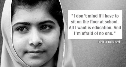 From the Facebook page of supporters of Malala Yousafzai