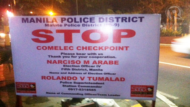 GUN BAN. By Sunday, January 13, Comelec installs checkpoints for the election period. Photo by Voltaire Tupaz