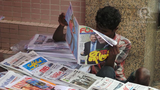 'WHAT'S A NEWSPAPER?' After decades of censorship, editors say their readers have a hard time adjusting to independent daily newspapers now available in the streets of Yangon. Photo by Rappler/Ayee Macaraig, 2013 SEAPA Fellow 