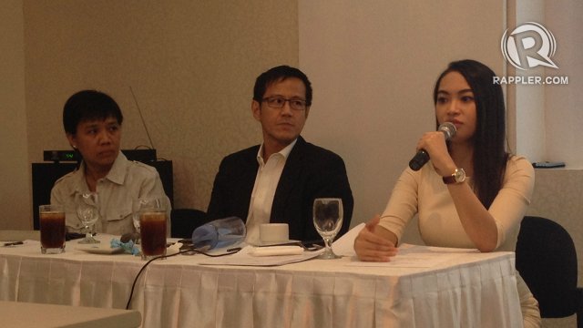 'FOI NOW.' From left: PCIJ executive director Malou Mangahas, Transparency and Accountability Network convenor Vincent Lazatin, DIWA Rep Emmeline Aglipay. Photo by Rappler