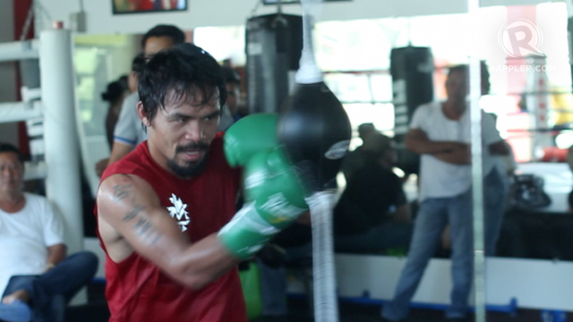 INTENSE TRAINING. World champion boxer Manny Pacquiao trains at the Wild Card Gym in General Santos at least two hours a day. Photo by Adrian Portugal/Rappler