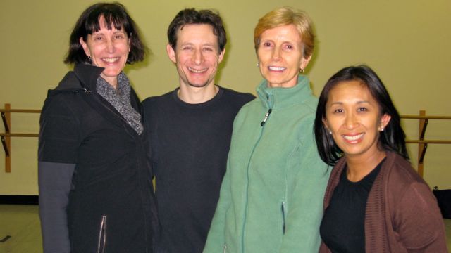 Marie (rightmost) with the Dance Vision team for Dance for Parkinson. Also in the photo is David Leventhal of the Mark Morris Dance Group.