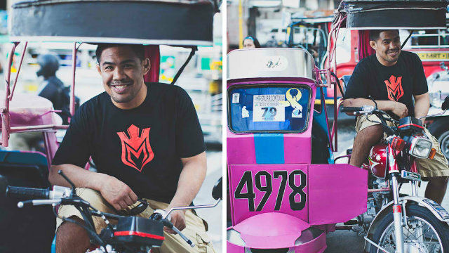 ROOTS. Mark Munoz poses inside a tricycle during a 2012 trip to the Philippines. Photo from markmunozmma.com
