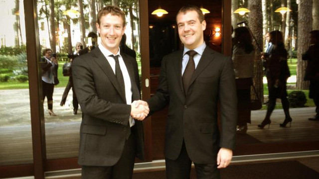 ANOTHER LAWSUIT. Facebook is accused of stealing 'Like' and 'Share' from Jos van der Meer. Mark Zuckerberg's photo with Moscow's Prime Minister Medvedev from Zuckerberg's Facebook page