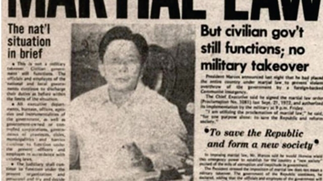 40TH ANNIVERSARY. The late Ferdinand Marcos declares Martial Law on Sept 21, 1972, a news item that appears on the Philippines Sunday Express only on Sept 24, 1972. 