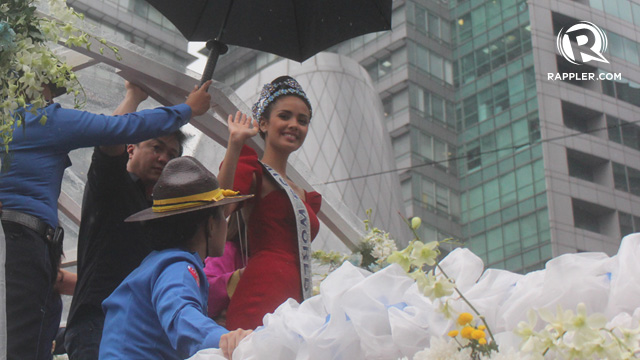 BELOVED. Megan's float is reportedly showered with confetti in Ayala Avenue, Makati City