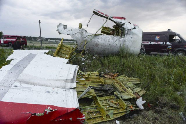 SHOT DOWN. Debris of the Boeing 777, Malaysia Airlines Flight MH17, which crashed during flying over the eastern Ukraine region near Donetsk, Ukraine on July 17, 2014. Photo by Alyona Zykina/EPA