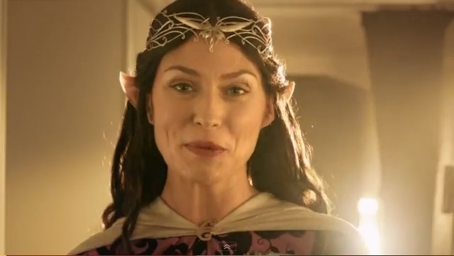 'AIRLINE OF MIDDLE EARTH' A flight attendant in Middle Earth garb speaks in a scene in Air New Zealand's latest safety instruction video. Screengrab from YouTube.