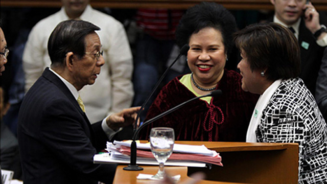 RAISED EYEBROWS. Senator Miriam Defensor Santiago says De Lima's defiance of an SCO TRO will make her bid to be Chief Justice difficult. File photo by Senate pool 