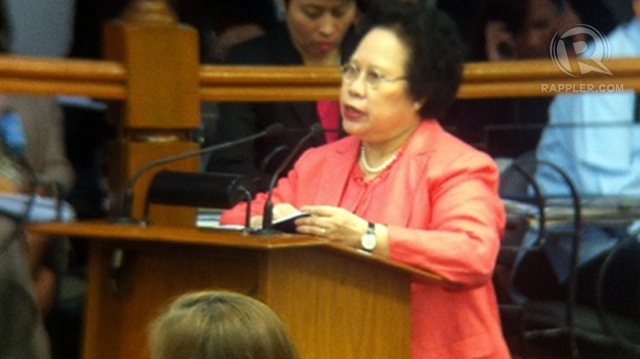 CONTRACEPTIVES VS CALENDARS. Senator Miriam Defensor Santiago said that whether it's the rhythm method or contraceptives, someone will make a profit out of laws passed in Congress. File photo by Ayee Macaraig 