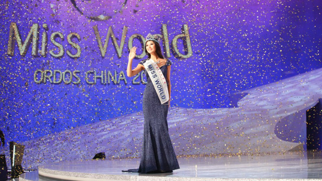 Miss World 2012 title holder Yu Wenxia of China. Photo from Miss World's Facebook page.