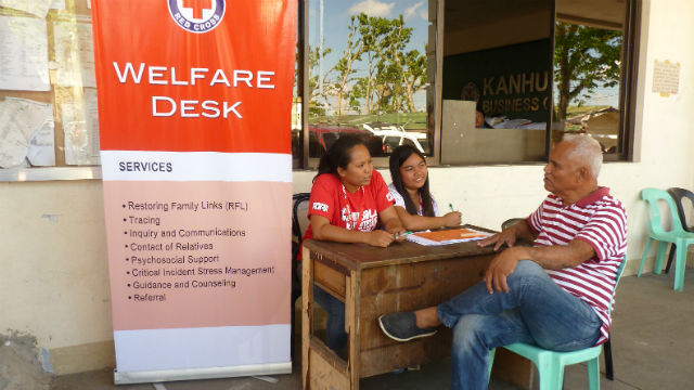 ASSISTANCE. The Red Cross welfare desk in Tacloban City provides various services to the survivors. Photo by Ana Santos/ Rappler