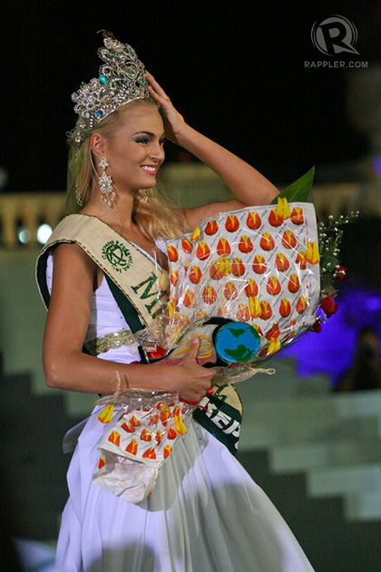 Miss Czech Republic Tereza Fajksova after being declared Miss Earth 2012
