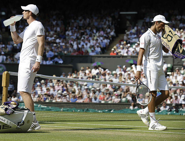 HEAT. Andy Murray and Novak Djokovic played through 40-degree heat. Photo by EPA/Anja Niedringhaus
