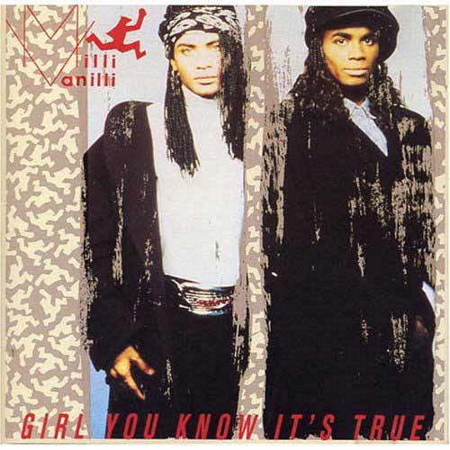 WHO KNEW THEY WEREN’T TRUE? Milli Vanilli’s Rob Pilatus (left) and Fab Morvan as seen on the cover of the Grammy-winning (then losing) album 'Girl You Know It’s True.' Photo courtesy of Bert Sulat