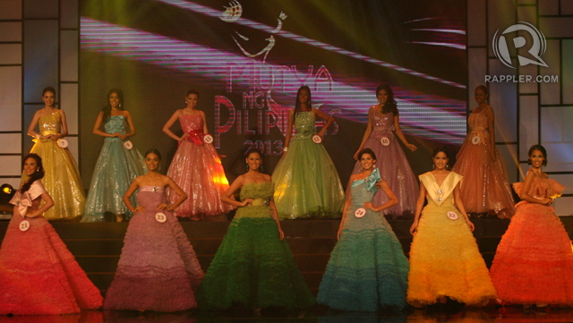 PRINCESSES. The pastel-hued evening gowns transform the contestants into characters straight from a fairy tale