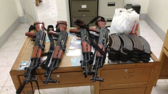 SMUGGLED. These AK-47s are supposedly meant for the New People's Army. Photo courtesy of the Philippine Army