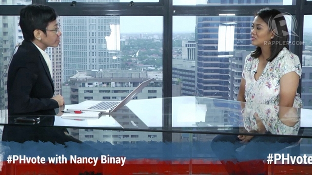 KNOWING NANCY. After turning down debates and studio guestings during the campaign, Nancy Binay meets the press, guesting on GMA-7, ABS-CBN and Rappler to grant media interviews. 