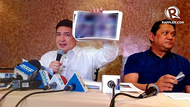 ERRAND BOY. Atty Bruce Rivera, lawyer of Janet Lim-Napoles, shows photo of Benhur Luy, the whistle blower of the P10 billion pork barrel scam. Photo by Ace Tamayo/Rappler