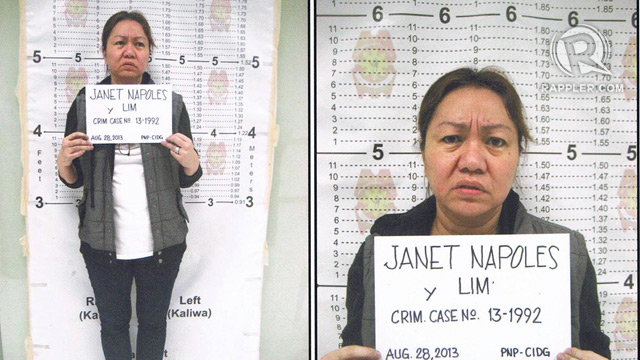 CRIMINAL CASE. Janet Lim Napoles turns herself in. Photo provided by the PNP