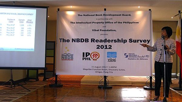 LINDA LUZ B. GUERRERO, VP and COO of Social Weather Stations (SWS) presents the results of the National Book Development Board (NBDB) Readership Survey