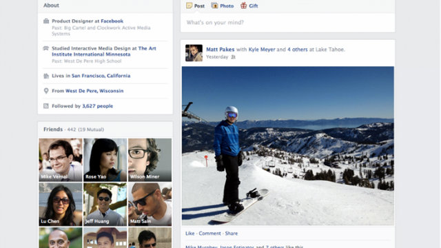 CLEAN LAYOUT. Facebook announces an improved Timeline. Screengrab from newsroom.fb.com
