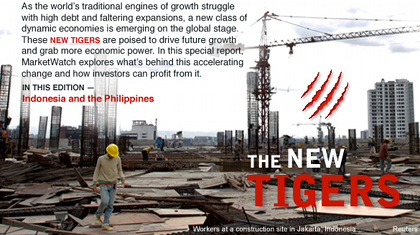 NEW TIGERS. A member of the Dow Jones' Consumer Media Group, MarketWatch said the Philippines and Indonesia will be the next tiger economies. The countries would follow in the footsteps of other Asian tiger economies, including Japan, Singapore, Taiwan and Hong Kong. Screenshot of the special report on www.marketwatch.com.