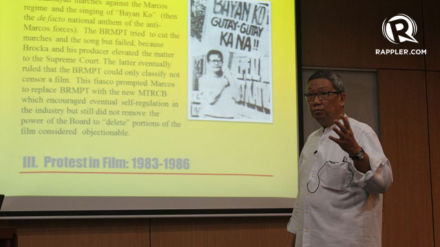 PROTEST IN ART. Nicanor Tiongson talks about the voices of protests in film and literature during the Martial Law era. Photo by Rappler/Jee Geronimo