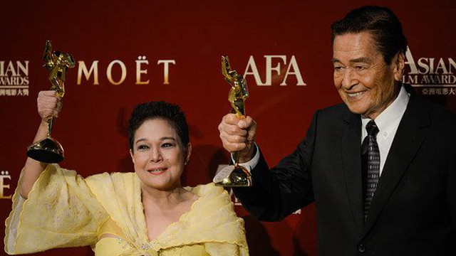 BEST ACTORS. Nora Aunor and Eddie Garcia bolster Pinoy pride after winning top acting honors at the 7th Asian Film Awards. Photo from 'Thy Womb' Facebook page