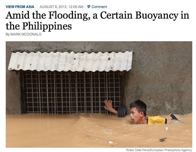 A screenshot of the New York Times blog on the floods in Manila 