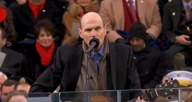 'AMERICA THE BEAUTIFUL.' James Taylor goes acoustic with his touching rendition of the song. Screen grab from YouTube (ABCNews)