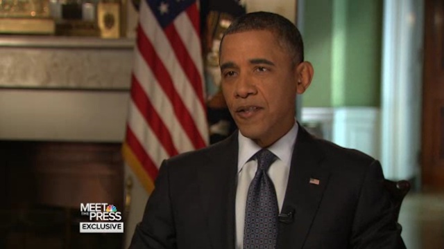 US President Barack Obama speaks during an interview with NBC News' David Gregory aired December 30, 2012. Frame grab courtesy NBC News
