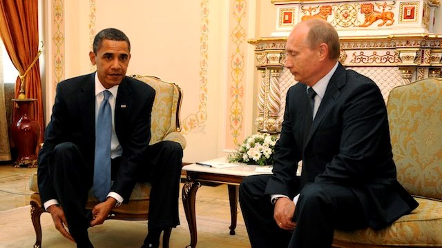 NO AGREEMENT ON SYRIA. US President Barack Obama and Russian President Vladimir Putin in a 2009 file photo. EPA/Shawn Thew